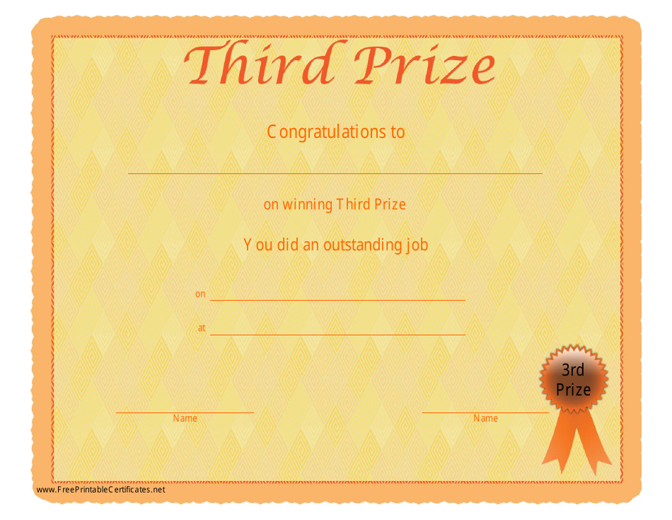 Third Prize Certificate Template, Page 1