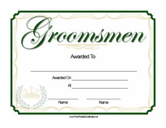 Groomsmen Award Certificate Template