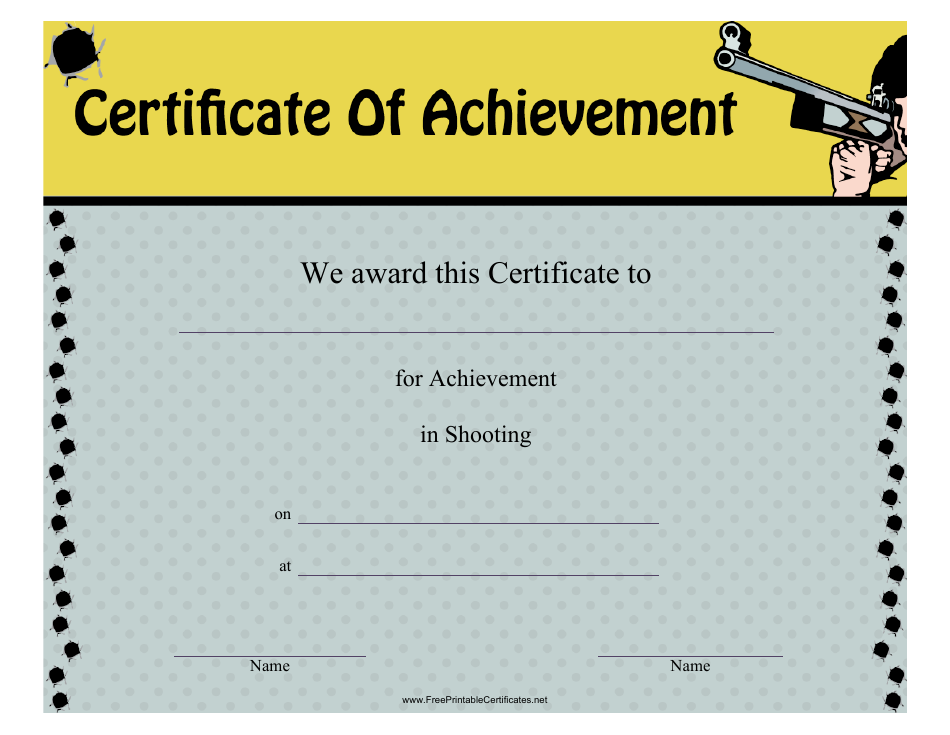 Shooting Certificate of Achievement Template Download Printable PDF