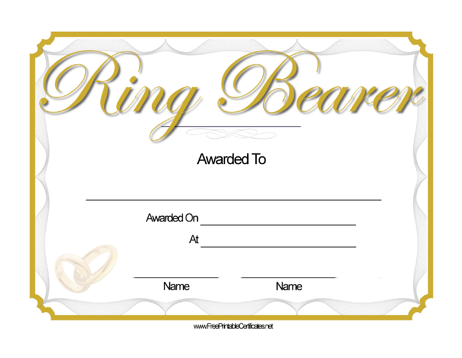 Ring Bearer Award Certificate Template, Page 1