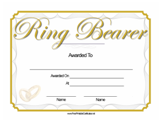 Document preview: Ring Bearer Award Certificate Template
