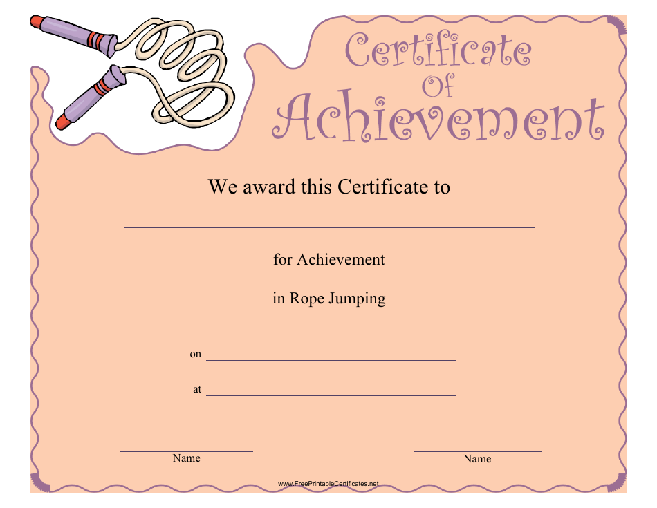 Rope Jumping Certificate of Achievement Template Preview