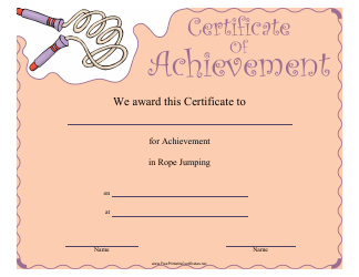 Document preview: Rope Jumping Certificate of Achievement Template