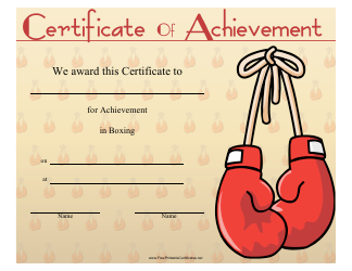 Document preview: Boxing Certificate of Achievement Template - Beige and Red
