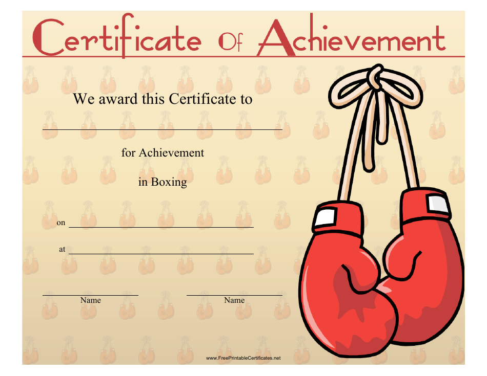 Boxing Certificate of Achievement Template Beige and Red Download
