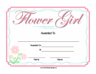 &quot;Flower Girl Certificate Template&quot;