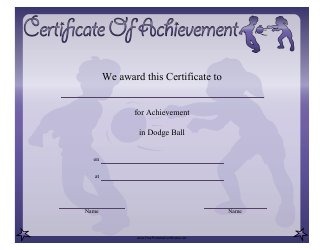 Document preview: Dodge Ball Certificate of Achievement Template