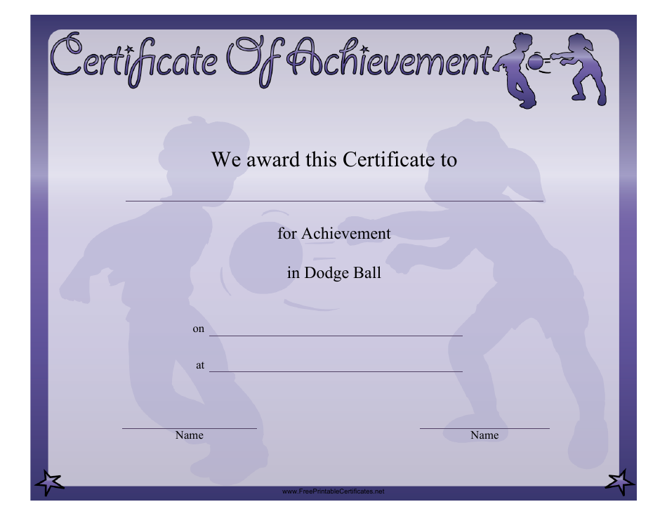 Dodge Ball Certificate of Achievement Template, Page 1