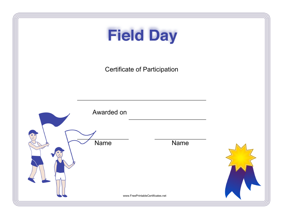 Field Day Certificate of Participation Template Download Printable PDF Templateroller