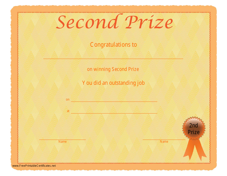 Second Prize Certificate Template, Page 1
