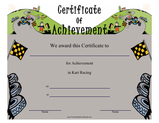 Document preview: Kart Racing Certificate of Achievement Template