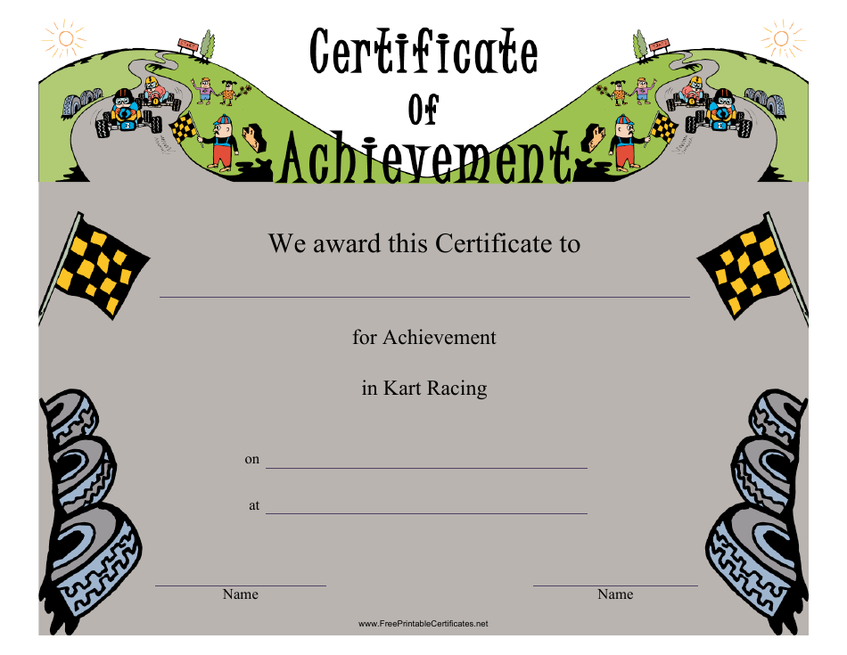 Kart Racing Certificate of Achievement Template, Page 1