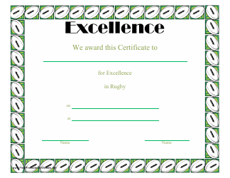 Rugby Certificate of Achievement Template