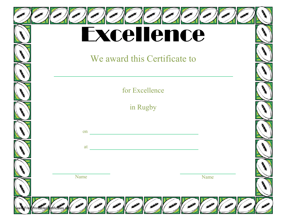 Rugby League Certificate Templates