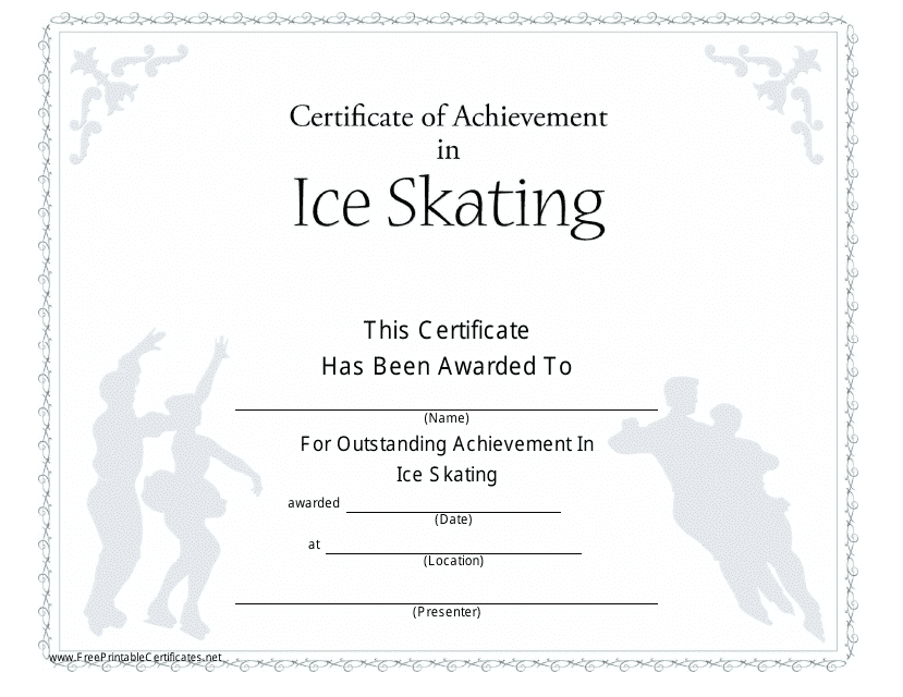 ICE Skating Certificate of Achievement Template Download Pdf