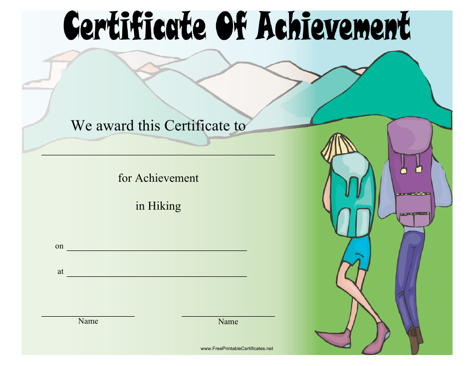 Hiking Certificate of Achievement Template Download Printable PDF