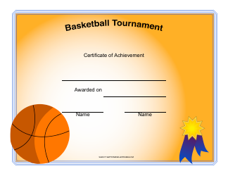 Document preview: Basketball Certificate of Achievement Template