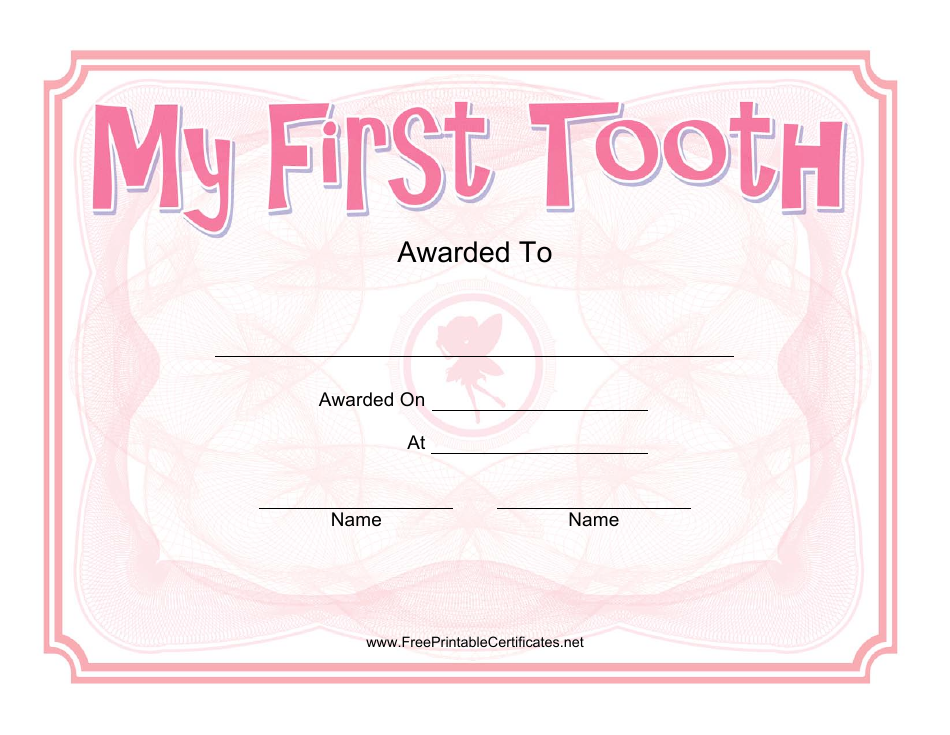 My First Tooth Certificate Template