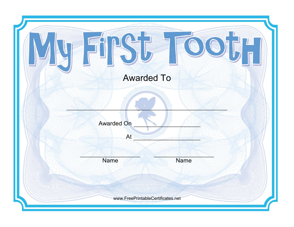 First Tooth Certificate Template