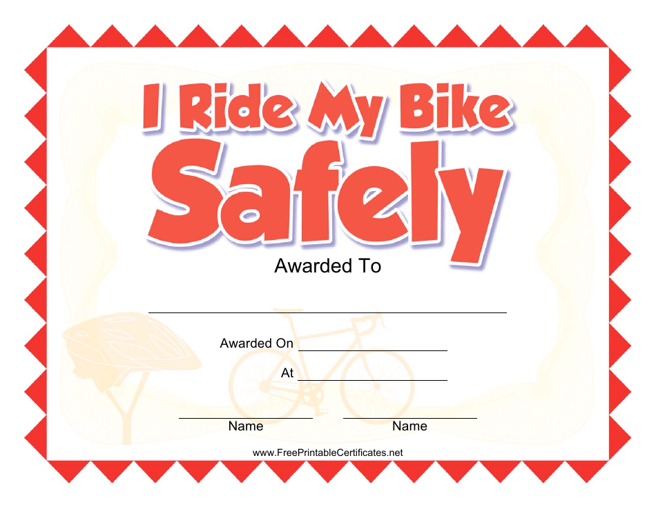 Bike Riding Certificate Template Image Preview