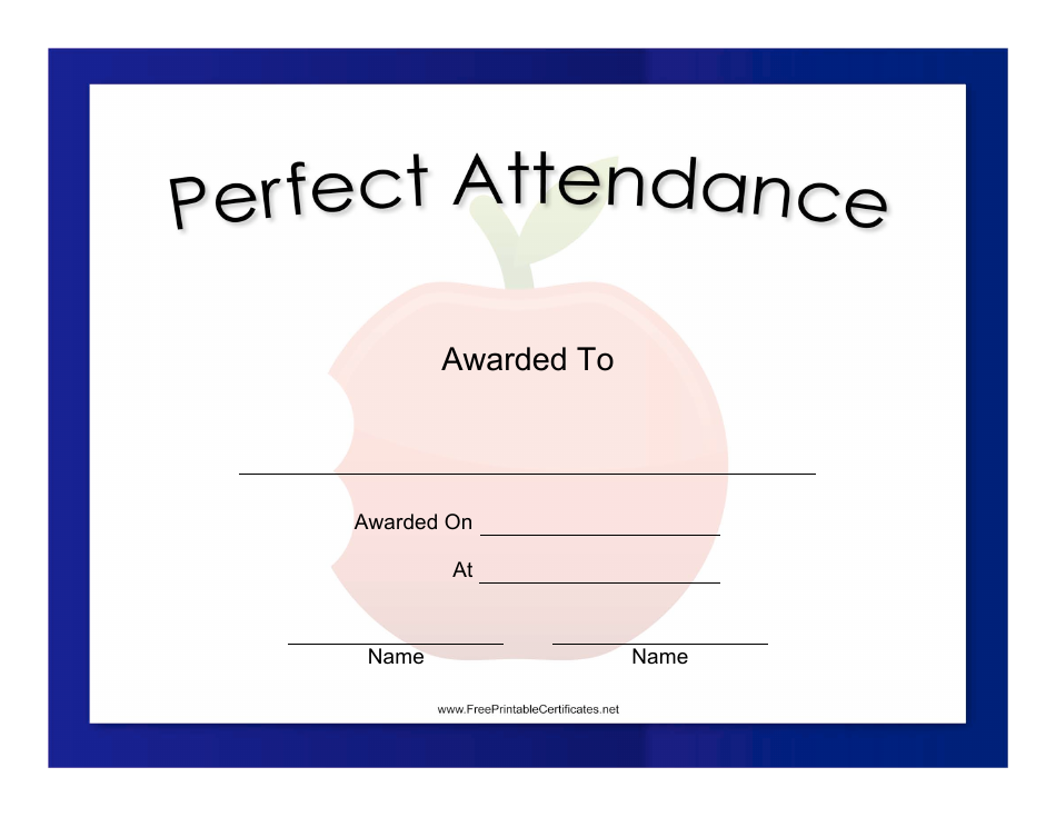 Perfect Attendance Certificate Template - Apple Preview Image