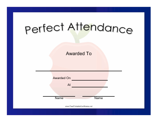 Document preview: Perfect Attendance Certificate Template - Apple