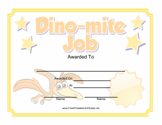 Document preview: Dino-Mite Job Certificate Template