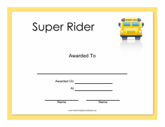Document preview: Super Rider Award Certificate Template