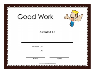Document preview: Good Work Certificate Template