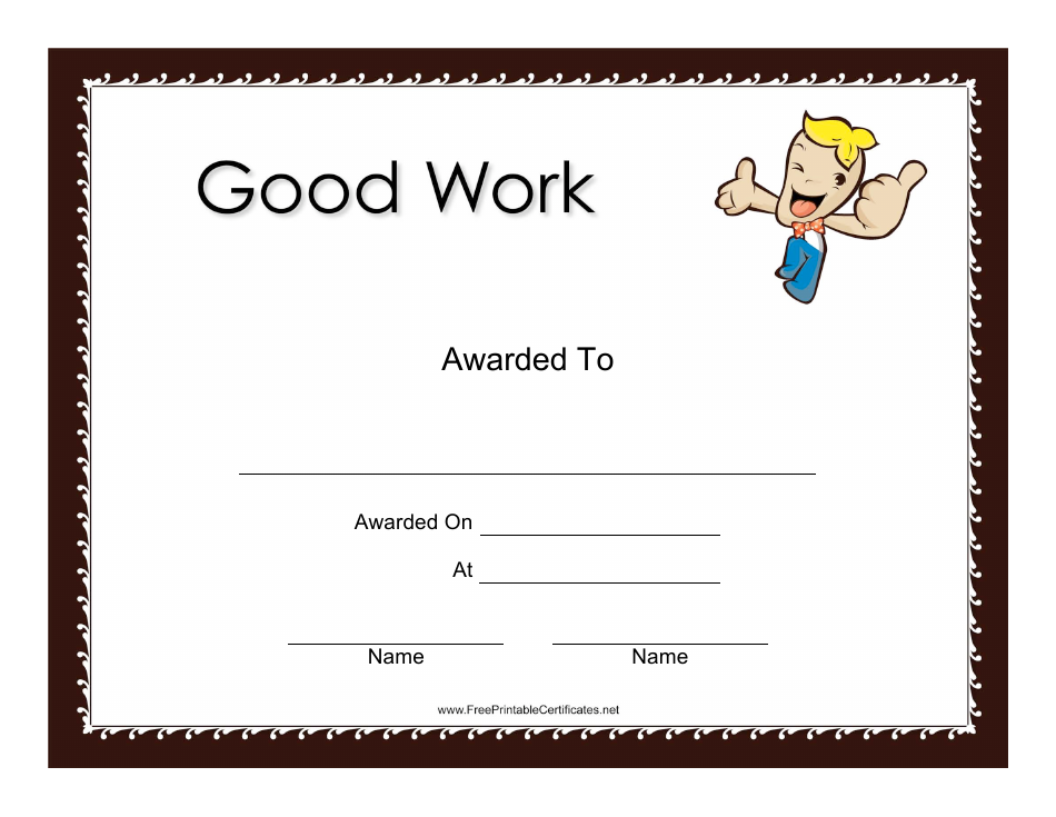 Good Work Certificate Template Image Preview