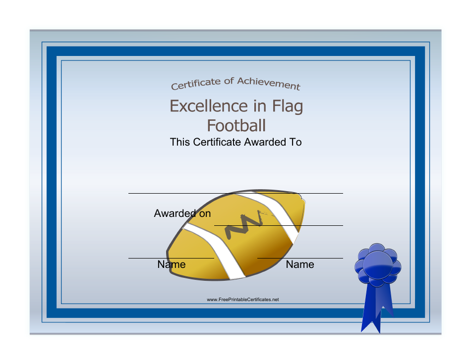 Flag Football Certificate of Achievement Template, Page 1