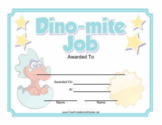 Document preview: Dino-Mite Job Certificate Template