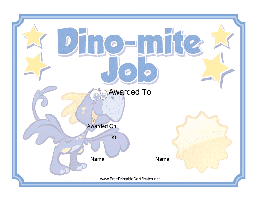Dino-Mite Job Certificate Template Download Pdf