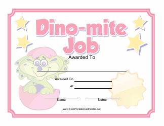&quot;Dino-Mite Job Certificate Template&quot;