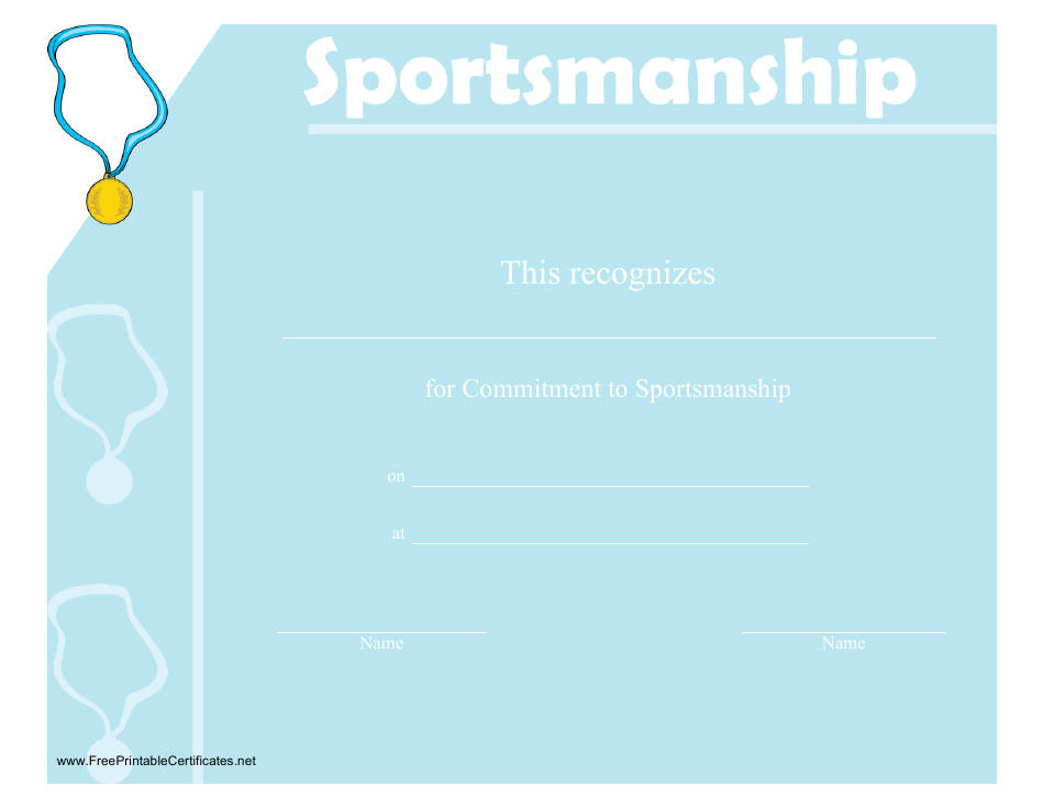 Sportsmanship Certificate Template Download Printable PDF Templateroller