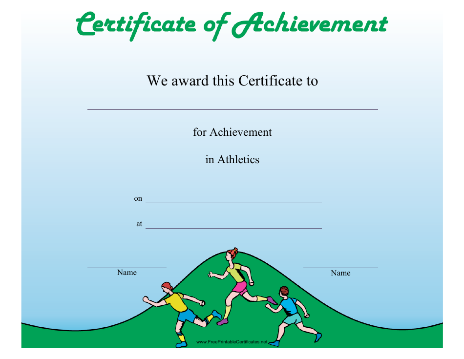 Athletics Certificate of Achievement Template Preview