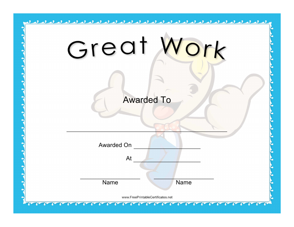 Great Work Award Certificate Template, Page 1