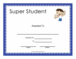 &quot;Super Student Award Certificate Template&quot;