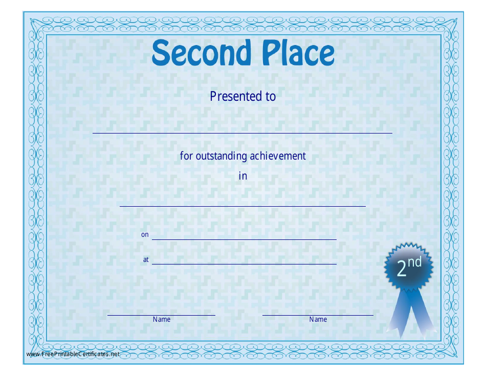 2nd Place Certificate Template Printable Printable Templates