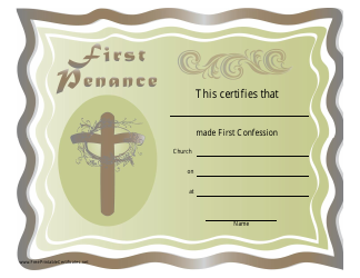 Document preview: First Confession Certificate Template