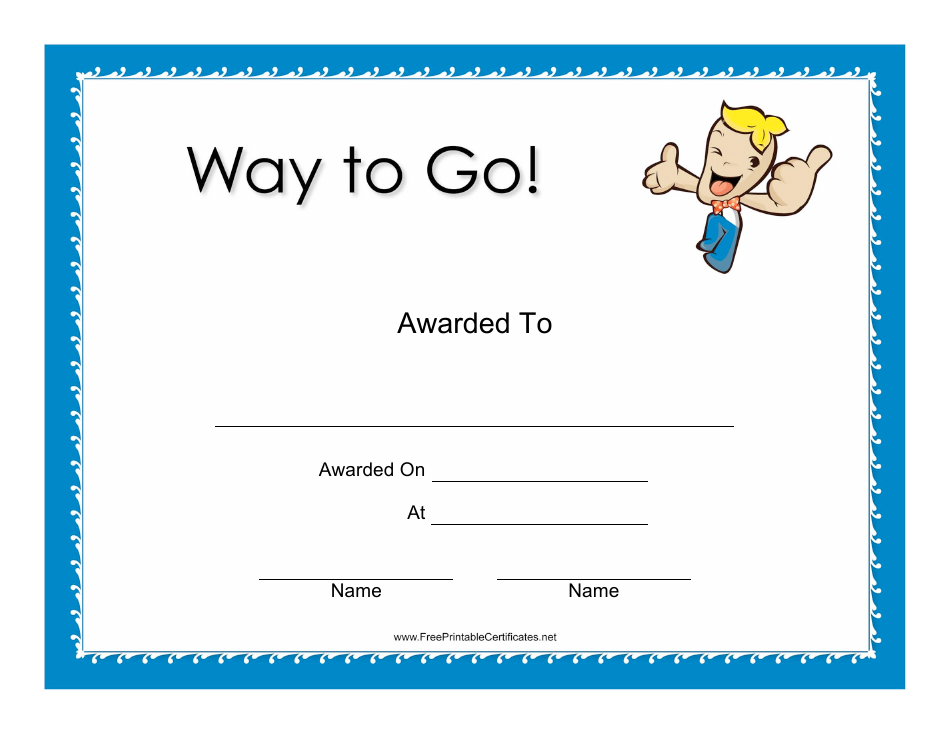 Way to Go Award Certificate Template - Customize and Download