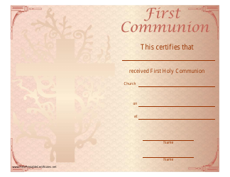 &quot;First Holy Communion Certificate Template&quot;