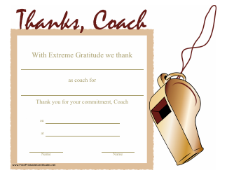 &quot;Coach Thank You Certificate Template&quot;
