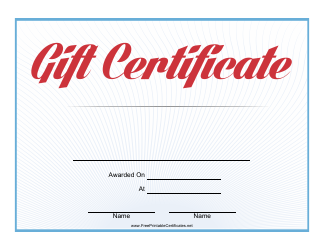 Document preview: Gift Certificate Template - Red Title