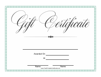 Document preview: Gift Certificate Template - Green