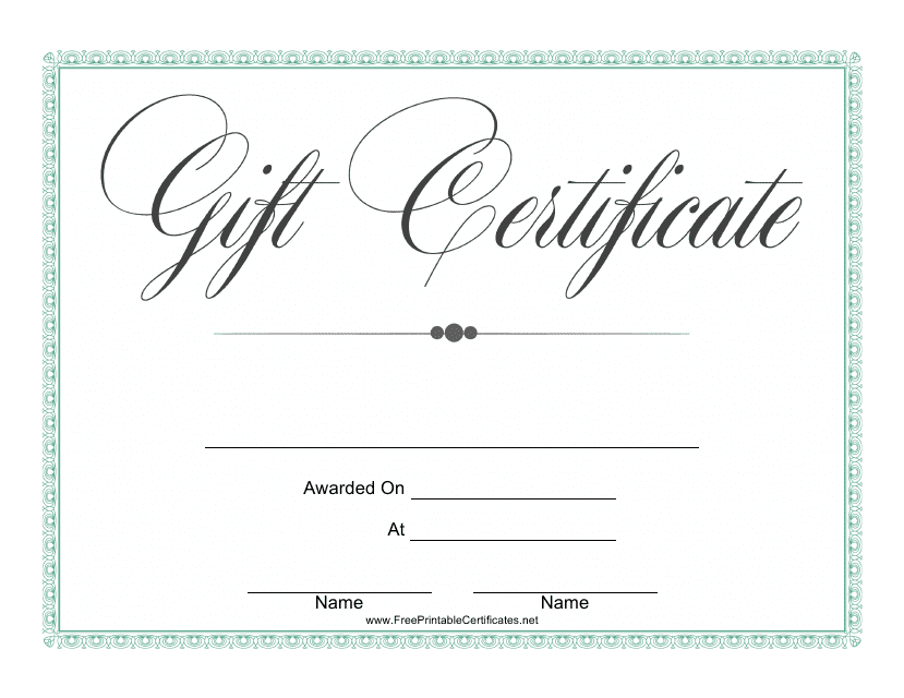 Gift Certificate Template in Green Color