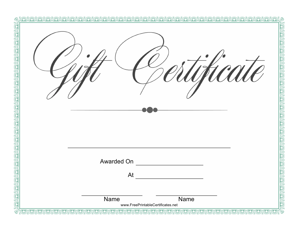 Gift Certificate Template in Green Color