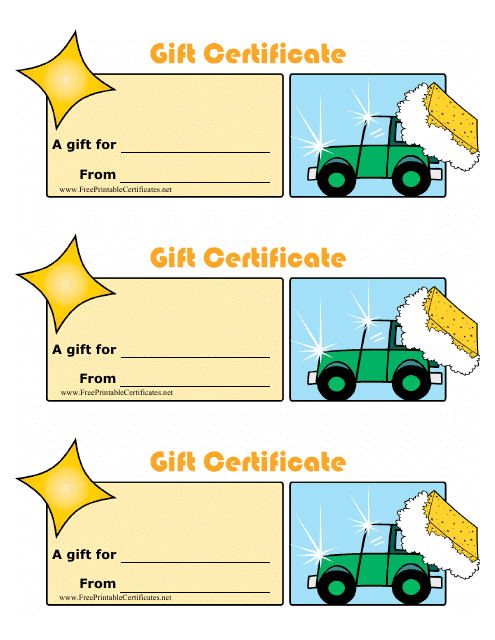 Car Wash Gift Certificate Templates