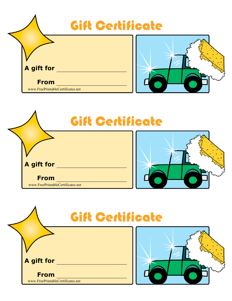 Free Printable Car Detailing Gift Certificate