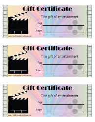 Document preview: Entertainment Gift Certificate Templates